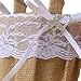 Dzty 2pcs Burlap Flower Basket Vintage Retro Lace Bow Wedding Flower Girl Basket for Wedding Ceremony Party