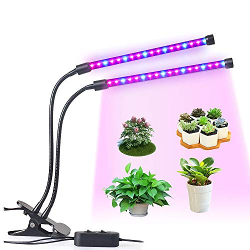 LED Grow Light, LEDMEI 18W Dual Head Plant Grow Light Dimmable 2 Levels Grow Lights Desk Clip with Adjustable 360° Goose Neck for Indoor Hydroponics Greenhouse Garden Home Office Plants - Thumbnail 7