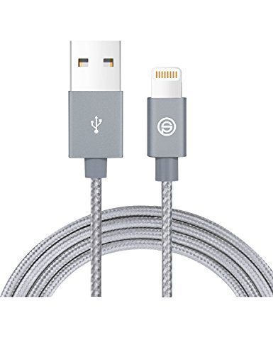 OPSO Apple Charger[Apple MFi Certified] - Nylon Braided USB Data Cable(2M / 6.6 ft)with Lightning Connector 8-pin for iPhone 7 6s 6 Plus 5s 5 iPad Pro mini iPod - Gray