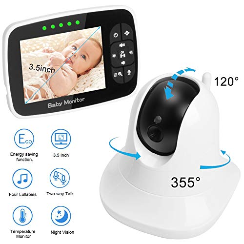 2.4GHz Video Baby Monitor with Camera 3.5 inch Color LCD Screen HD Remote Monitor Pan Tilt Zoom Two-Way Talk Infrared Night Vision Two Way Audio Temperature Display Lullaby with Wall Mount - Thumbnail 7