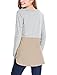 Allegra K Women's Color Block Tops Crew Neck Casual Basic Cotton Long Sleeve T-Shirt Grey M US 10