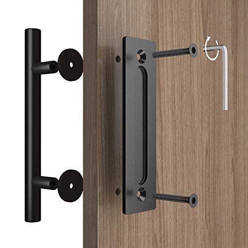 (AllNew) Haritoft 12" Sliding Barn Door Handle Pull and Flush Hardware