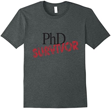Mens PhD Survivor Funny Doctorate T-Shirt Large Dark Heather
