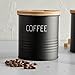 VonShef 3pc Canister Set with Bamboo Lids, Kitchen Containers for Coffee, Sugar, Tea with Airtight Seal, Modern Design Canisters, Set of 3, 1 Quart Capacity, 38oz