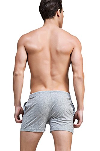Banana Bucket Men's Running Workout Gym Active Shorts Lounge Sleep Bottoms (Waistline:36-38 Inches, Grey+Blue)