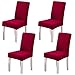 Ogrmar 4PCS Stretch Removable Washable Dining Room Chair Protector Slipcovers/Home Decor Dining Room Seat Cover (Wine Red)