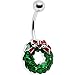Body Candy Holiday Christmas Wreath Belly Button Ring