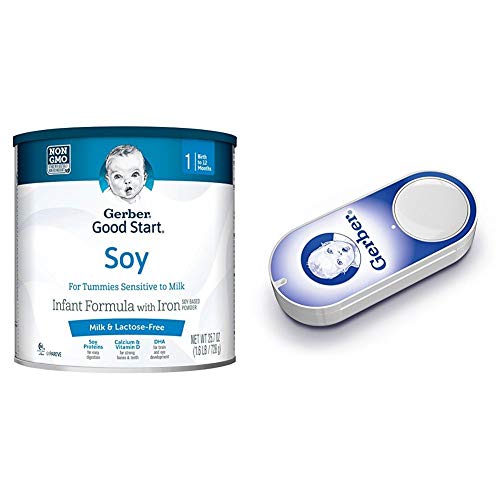 Gerber Good Start Soy Non-GMO Powder Infant Formula, Stage 1, 25.7 Ounce + Gerber Dash Button