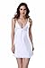 Barelove Women Sexy Lingerie Chemise Lace Babydoll Full Slip Lounge Dress Outfit (Middle, White)