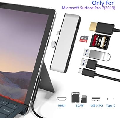 Surface Pro 7 Usb C Hub 6 In 2 Aluminum Surface Pro 19 Dock With 4k