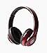iJoy Matte Rechargeable Wireless Bluetooth Foldable Over Ear Headphones with Mic (RED)