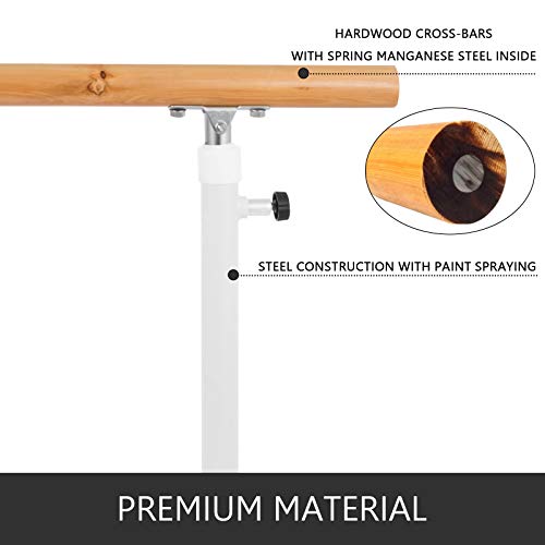Popsport Ballet Bar Portable 5FT Adjustable Barre Stretch Dance Bar Ballet Barre for Dancing Stretchingï¼ˆ5FT Whiteï¼‰