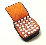 30-Bottle Essential Oil Carrying Cases hold 5ml, 10ml and 15ml bottles - Black with Dusk Orange interior - 3