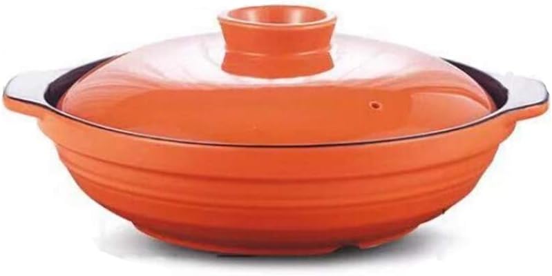 Casserole Dutch Ovens Ceramic Cast iron Enameled Casserole,Ceramic Colored Shallow Pot Dry Pot High Temperature Resistant Household-orange-1.0L