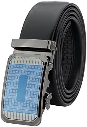 Celini Men’s Leather Ratchet Belt, Automatic Buckle, Adjustable Belt Without Holes (Up to 44" waist, B14 Black)