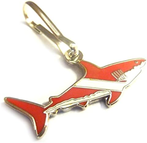 Scuba Diving Diver Flag Great White Shark Backpack Jacket ZIPPER PULL CLIP
