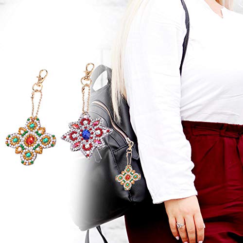 4pcs DIY Key Chain Diamond Painting Mosaic Making Kits 5D Full Drill Special Shaped Diamond Painting Keychain Pendant