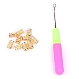 10 PCS 8mm Braiding Beads Cuffs Tubes Hair Decoration Accessories Filigree Tube +1 Pcs Latch Hook Crochet Needle