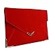Velvet Envelope Clutch Large Evening Bag Women Bag Metal-Trim Shoulder Bag,Wedding Clutch Bag Purse (Red)