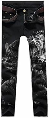 VOYAGEA Europe and the United States fashion trend of young men feet trousers Slim paragraph jeans tide card (32W, black)