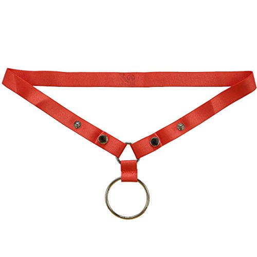MSemis Mens Bare Back Micro Briefs G-String T-Back Stench Strap Underwear with Metal O-Rings Orange One_Size