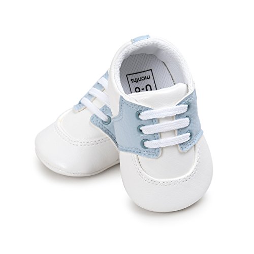 Fire Frog Baby Shoes for Boys Girl Infant Lace-up Saddle Sneakers Light Blue 12-18 Months - Thumbnail 2