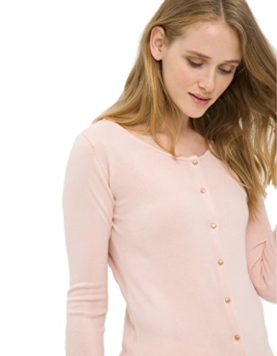 Breeze Womens Sweater- Casual Round Neck Button Front Long Sleeve Soft Knit Cardigan for Women - Pink Rose, Small - Thumbnail 2