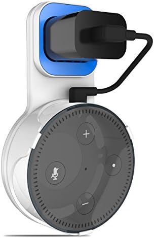 Outlet Wall Mount Hanger Holder Stand for Amazon Echo Dot 2nd Generation Plug in Kitchens, Bathroom And Bedroom (white)