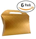 Decorative Gold Craft Cardboard Gift Boxes. A Box Set of 6 with Lids and Handle for different Occasions like Holiday Wedding Birthday baby shower Christmas or a bridesmaid party (9.1x7.9x2.2 inches)