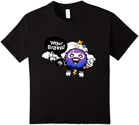 Kids Wow Brains Funny Monster T-Shirt 8 Black