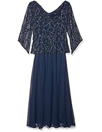 J Kara - Vestido largo con cuentas y cuello de vaca para mujer