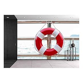 Life Preserver Attached to The Cruise Ship - Removable Wall Mural | Self-Adhesive Large Wallpaper - 66x96 inches