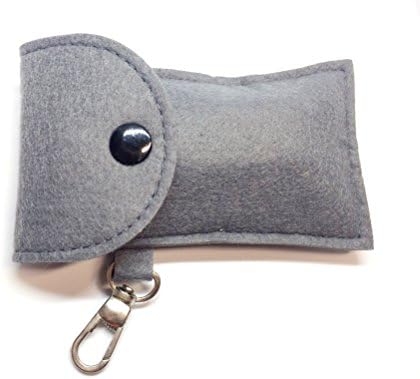 Essential Oil Bag Pouch - Keyring Key Ring Key Chain Keychain - EO Travel Case Portable - Clip On Chapstick - Big Felt Gray