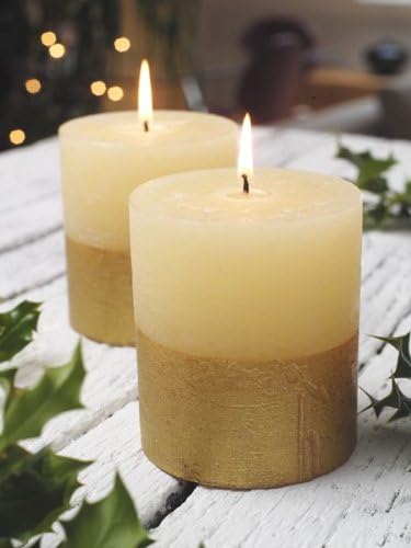 St Eval - Inspiritus Scented, Gold Half-Dipped Pillar Candle, an Uplifting Blend of Aromatic Spices, Nutmeg, Cinnamon and Cloves, Made in Cornwall