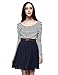 OMEYA.WANSHIDA. Women's Round Neck Stripe Long Sleeves Cocktail Party Mini Dress