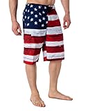 Mens USA Flag Microfiber Hybrid Board Shorts Red M