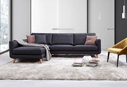 Mid Century Modern Fabric Blend Royal Sectional Sofa, Left Arm Facing, Broadway Blue ✮ FREE Shipping ✮ Comfortable ✮ Very Minimal 10 Min Assembly - Twist-on Wood Legs ✮ Satisfaction Guarantee