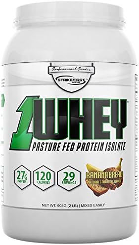 1Whey Grass Fed Protein Isolate 27g Per Scoop - Stevia Sweetened - No Hormones - No Artificial Flavors (2lb, Banana Bread)