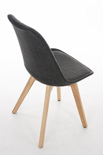 CLP-Sedia-Visitatore-Borneo-Imbottita-in-Tessuto-I-Sedia-Pranzo-4-Gambe-in-Legno-I-Sedia-Tulip-Design-rtro-con-Schienale-I-Sedia-Soggiorno-Grigio-Scuro-Telaio-Natura