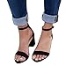 LAICIGO Womens Ankle Buckle Scalloped Strap Chunky Heel Open Toe Heeled Sandals Leopard Summer Dress Shoes