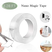 Wellbuy Washable Adhesive Tape NanoTape 1M/3.28Ft,The Reusable Clear Double Sided Adhesive Silicone Anti-Slip Tape, Traceless Removable Sticky Strips Grip for Fixing Carpet Phones Pictures Pen Key