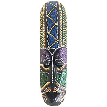 OMA African Mask Lucky in Love Aboriginal Style Hand Painted Wooden Mask Wall Hanging Decor