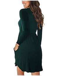 Alizco - Vestidos sueltos de manga larga con bolsillos para mujer