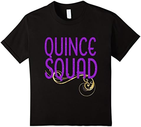 Kids Quinceanera Birthday Shirt 15th Fifteen Quince Squad Purple 4 Black