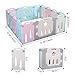POTBY Foldable Baby Playpen 14 Panel Activity Center Safety Playard with Lock Door,Kid's Fence Indoor Outdoor,Free Installation,Double Layer Clasp and Anti-Slip Base for Children 10 months~6 Years Old
