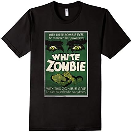 Men's White Zombie Retro Vintage Poster Movie T-Shirt Men Women Large Black