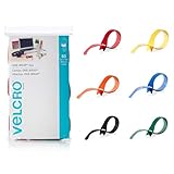 VELCRO Brand ONE-WRAP Ties | Cable Management, Wires & Cords | Self Gripping Cable Ties, Reusable | 60 Ct -  8" x 1/2" | Multi-color