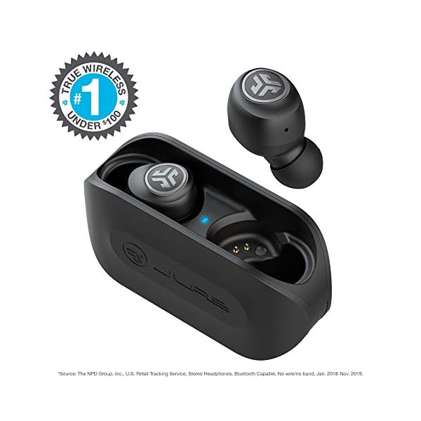 JLab-Audio-Go-Air-True-Wireless-Earbuds-Bluetooth-Wireless-Headphones-and-USB-Charging-Case-with-Dual-Connect-Custom-EQ3-Sound-and-Smallest-Fit-Ever-Black JLab Go Air Wireless Earphones, True Wireless Ear Buds with USB Charging Case, Bluetooth Earbuds with Dual Connect and…