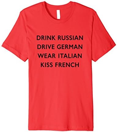 Mens Drink Russian Drive German Wear Italian Kiss French T-Shirt Medium Red