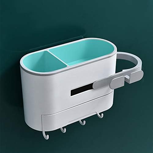 ヘアドライヤーホルダー 壁掛け穴を開けずにヘアドライヤーとスタイリングツール収納袋 ストレートヘアアイロン ヘアブラシ 家庭用ストレージラック ブルー B0ggdb7v 2 0円